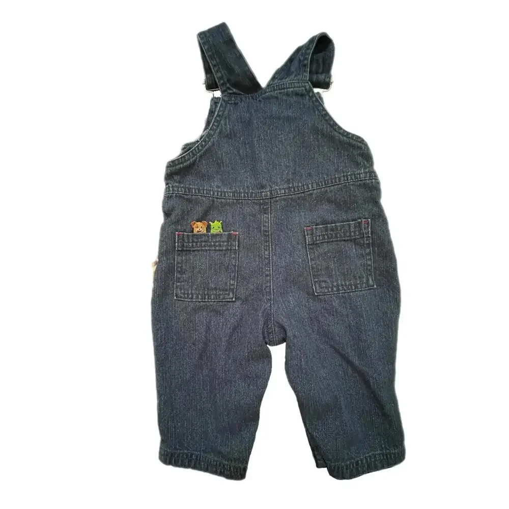 RARE Vintage Baby Einstein Blue Denim Overalls w/ Character Detail - 6m